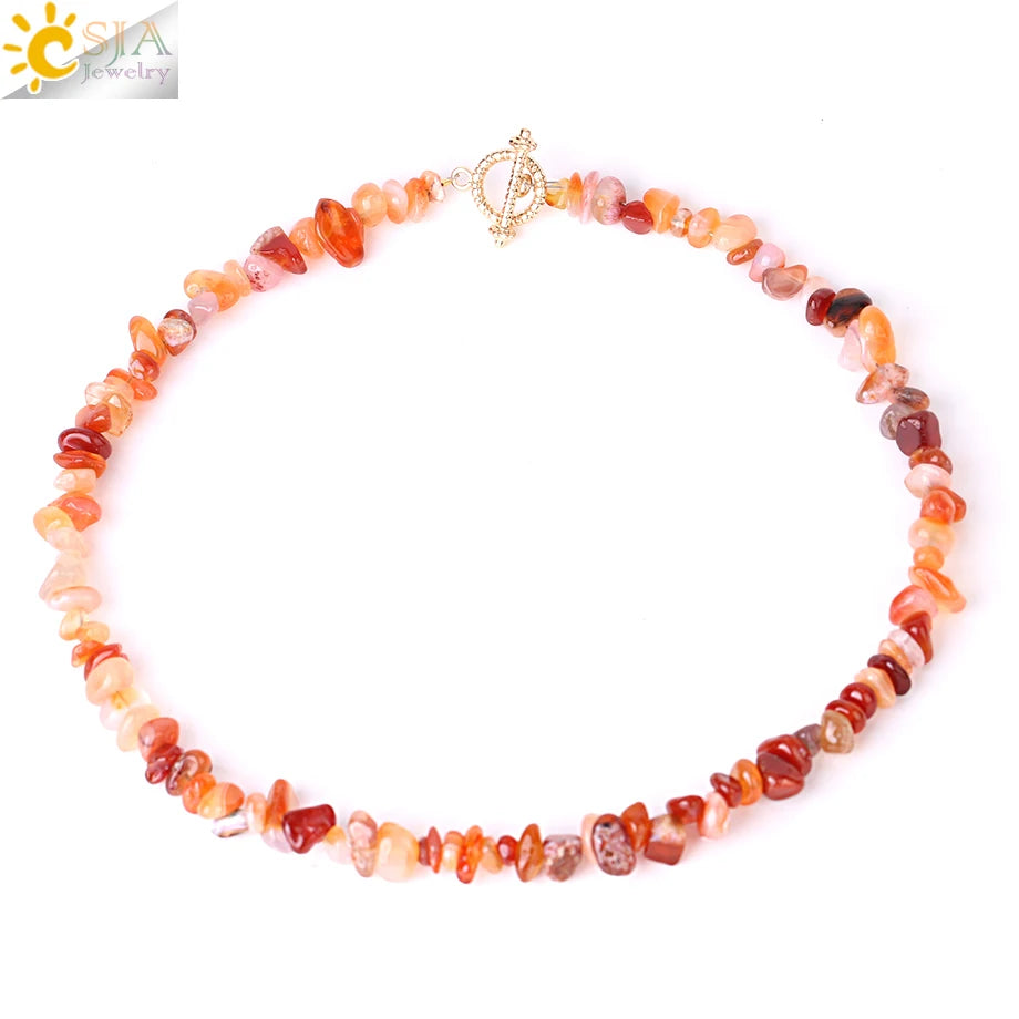 Natural Chip Stone Choker Necklace | Bohemia Crystal Bead Jewelry additional angle