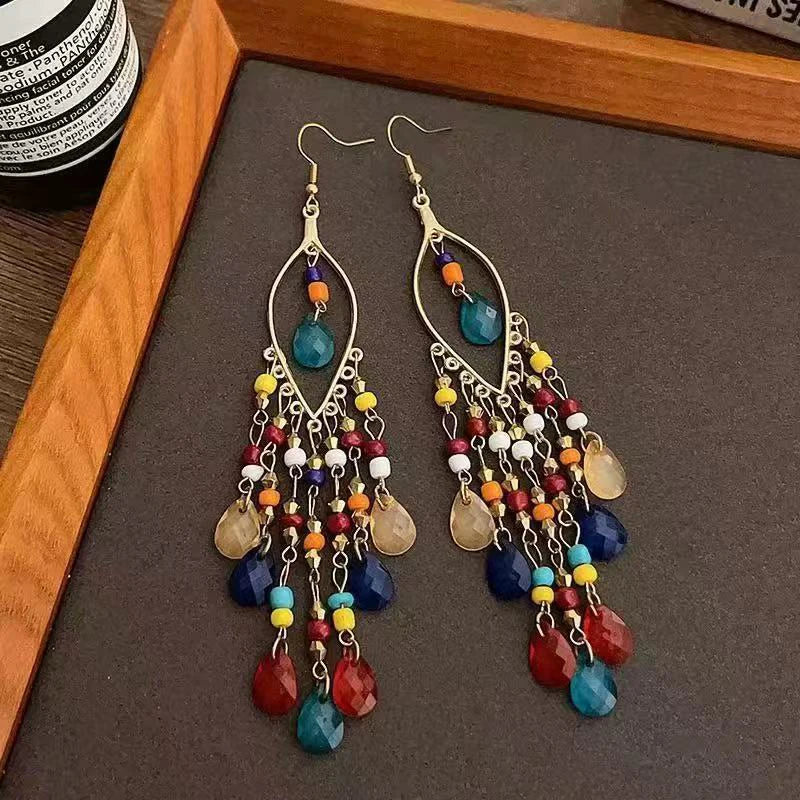 Cute Summer Flower Earrings Handmade Vacation Bohemian Earrings Exaggerated Beach Wom alternate view