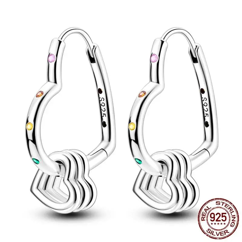 Luminous Shell Women Earrings Original 925 Sterling Silver Pave CZ Star Moon Hoop Ear alternate view