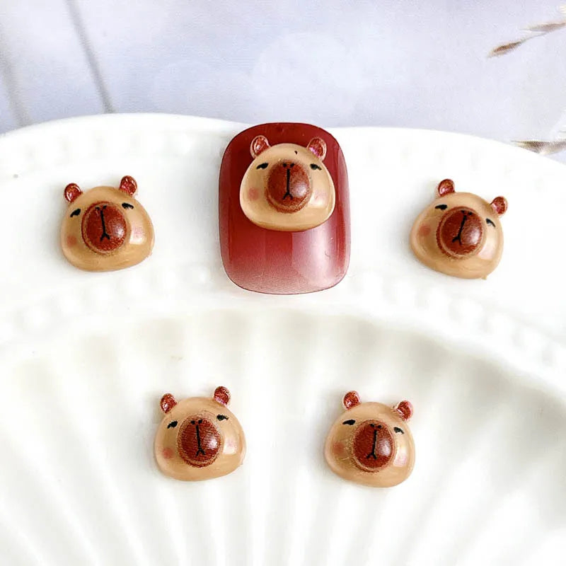 50Pcs Cartoon Cute Resin Capybara Nail Charms Creative Hamster Animal Nail Art Decora lifestyle view