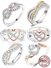 925 Sterling Silver Original Eternal Infinity Love For Mom Rose Gold Plated Heart Rin alternate view