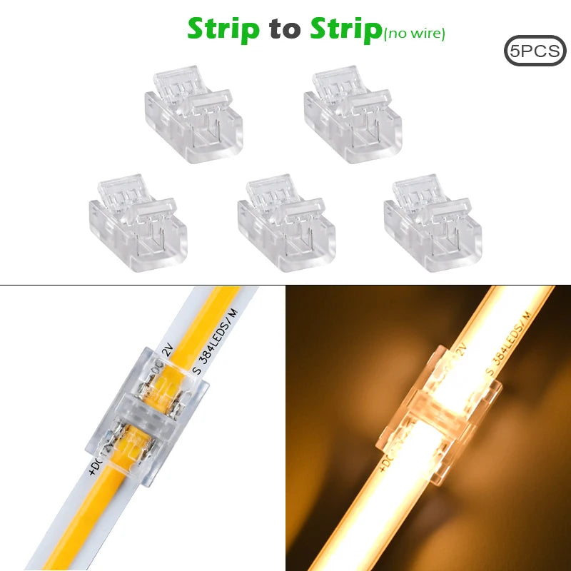 LED Strip Connectors and Fixing Clips Kit | 2-Pin COB Corner Connectors for Tape Lights detail view