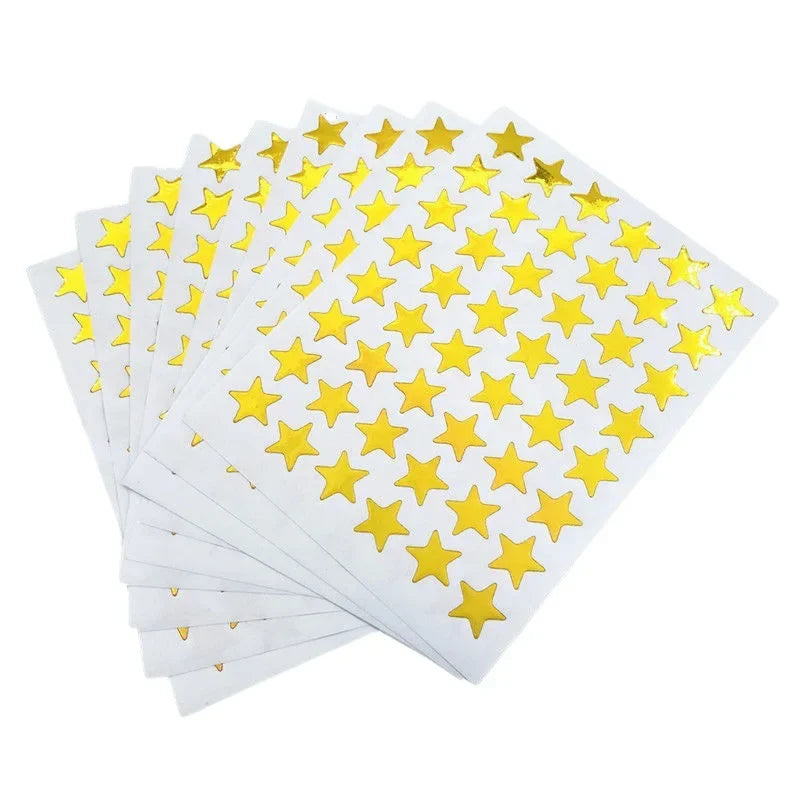 Gold Star Sticker Set for Teachers and Class Rewards | 10 Sheets of Five Pointed Star close-up view