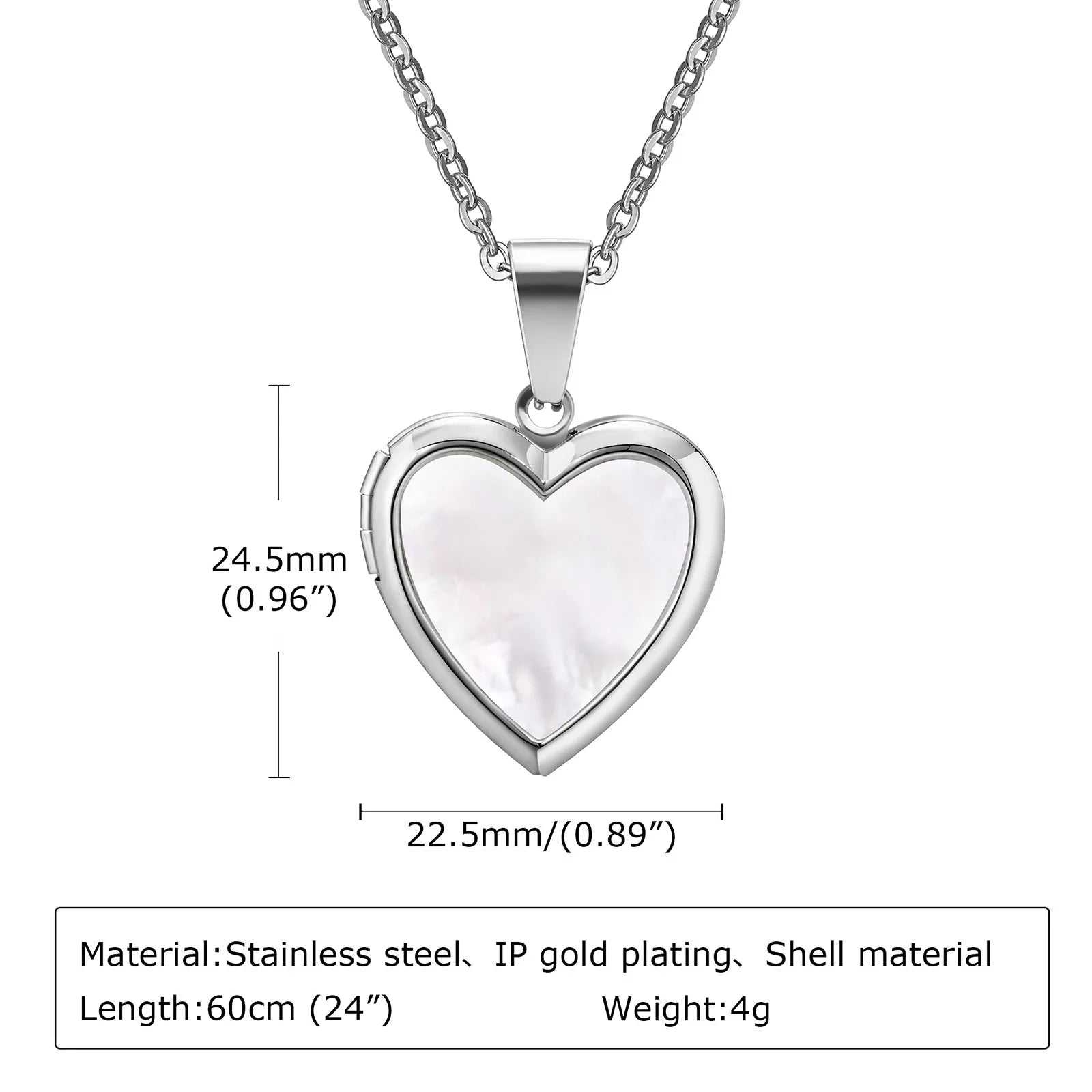 Vnox Light Heart Locket Pendants for Women Men Openable Photo Frame Glossy Stainless lifestyle view