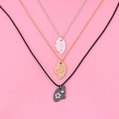 Elviragirl 3Pcs/set Sun Moon Star Pendant Necklace for Girl Kids Friendship BFF Neckla close-up view