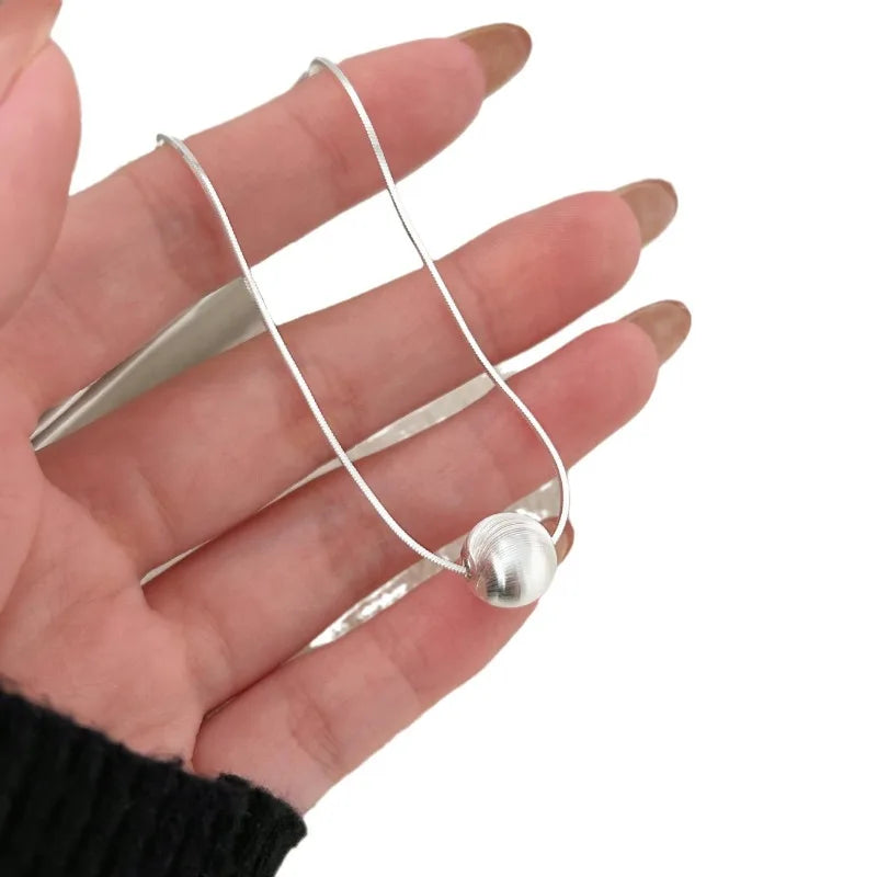 925 Sterling Silver Necklace Bead Pendant Simple for Women Wedding Engagement Jewelry lifestyle view
