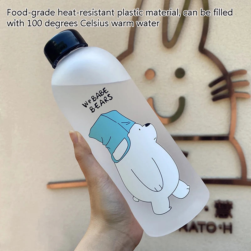 1000ml Water Bottle Panda Cup Transparent Water Bottle Drinkware Cup Leak-proof close-up view