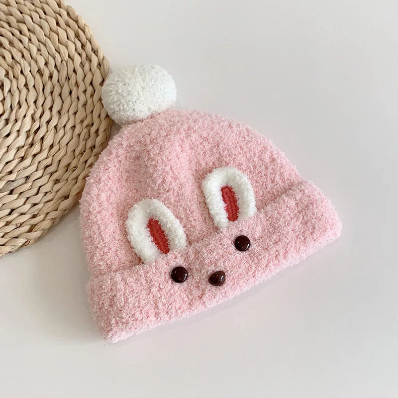 Little Bear Baby Knit Hat | Windproof Winter Cap with Ear Protection for Boys and Girl close-up view