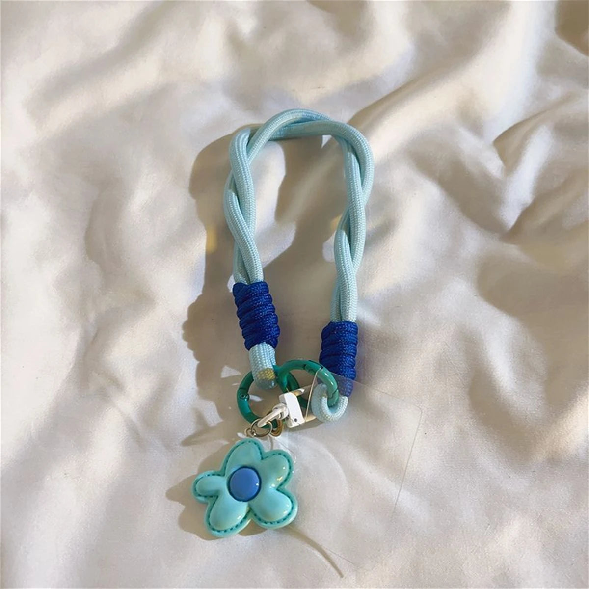Cute Leather Flower Strap For Phone Lanyard Strap Hanging Chain Ring Cord With Patch W close-up view