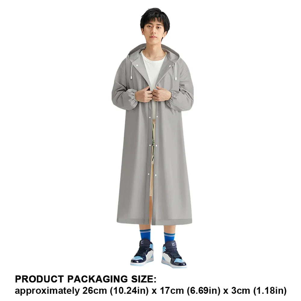 Adult Long Raincoat | Reusable Waterproof Windproof Hooded Rain Gear for Hiking and T lifestyle view
