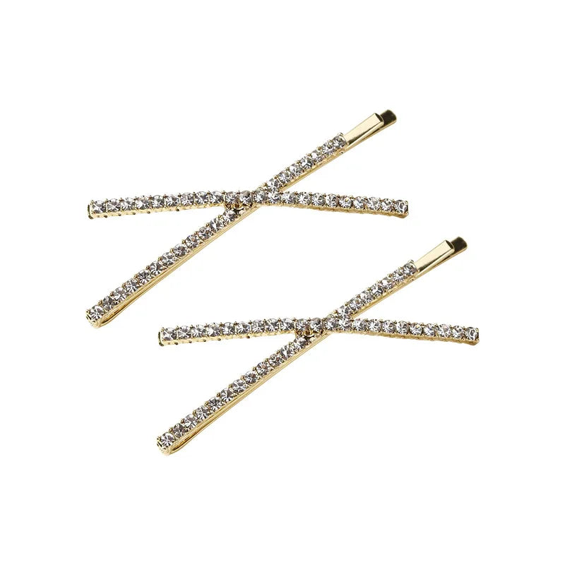 Bling Crystal Hair Clips Set Rhinestone Flowers Barrettes Side Pin Sweet Elegant Bobb alternate view
