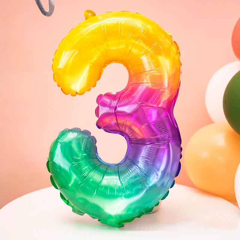 Rainbow Jelly Number Balloon 16 Inch | Birthday Party Decoration lifestyle view