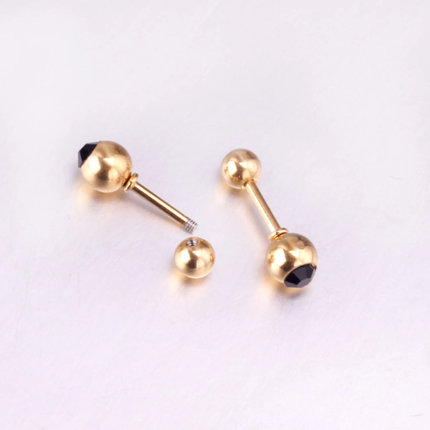 LUXUSTEEL White Black Crystal Earrings | Stainless Steel Round CZ Studs with Screw Ba lifestyle view