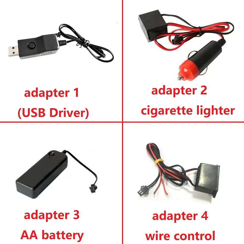 1/2/3/4/5M Car Interior Led Decorative Lamp EL Wiring Neon Strip For Auto DIY Flexibl alternate view