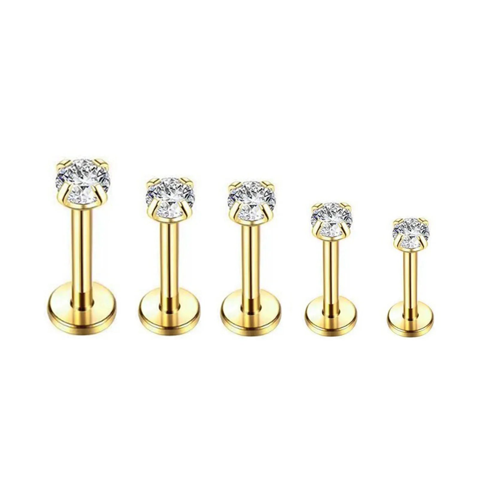 2/3/5PCS 16G Stainless Steel Labret Piercing Jewelry - CZ Crystal Monroe/Lip Studs, 6 lifestyle view