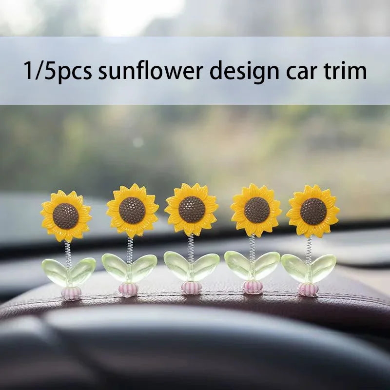 New 5 Pieces Car Dashboard Ornament Decoration Car Window Decoration Sunflower Design Car Decoration