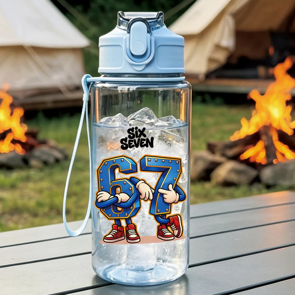 1 Piece 500ml (17 fl oz) 67 Printed Straw Cup, Summer Water Bottle, BPA Free, Porta additional angle