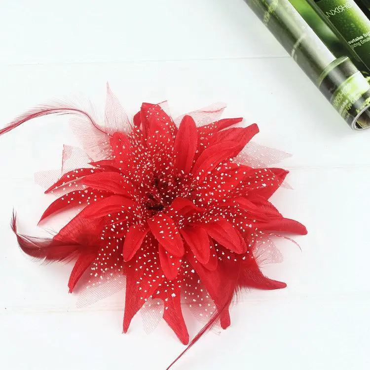 Women's Fashion Flower Feather Bead Corsage Hair Clip Bridal Hairband Brooch Pin Brida Barrettes Hair Accessories Jewelry