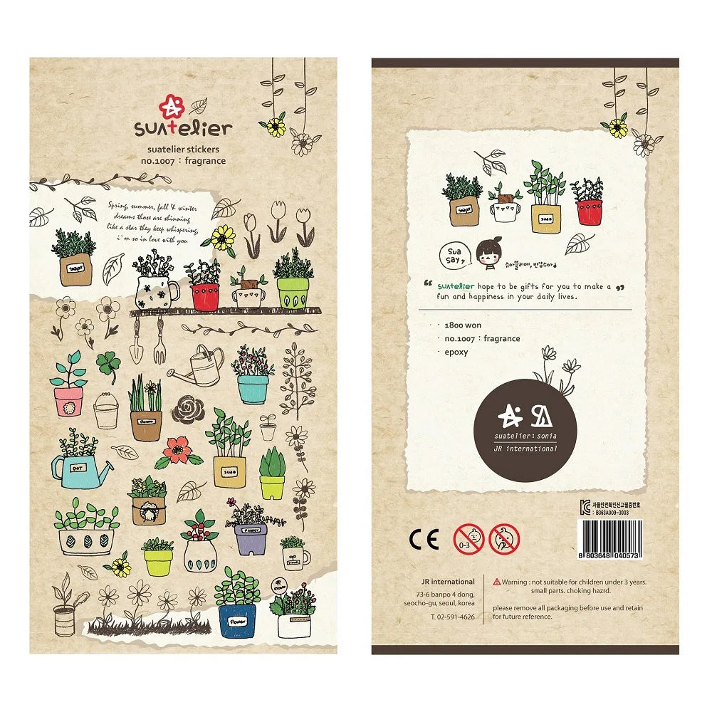 Suatelier Potted Plant PVC Stickers | Korean Import DIY Scrapbooking Set additional angle