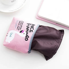 Korean Square Flamingo Coin Money Pouch | Small Canvas Zipper Wallet for Students detail view