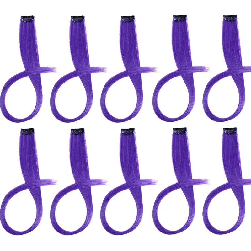 10pcs 22Inch Synthetic Long Straight Hair Extensions Clip in Colored Party Highlights lifestyle view