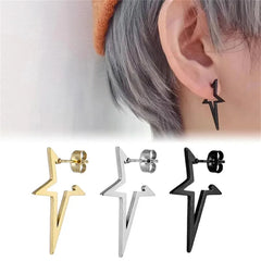 2pcs Stainless Steel Pentagonal Star Shape Punk Stud Earrings For Men Women,Simplicity Cool Hypoalle