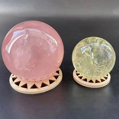 Wooden Crystal Ball Holder Stand | Hollow Sunflower Design Display alternate view