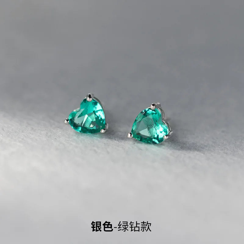 925 Sterling Silver Heart Zircon Piercing Stud Earrings Wedding Luxury Elegant Jewelr lifestyle view