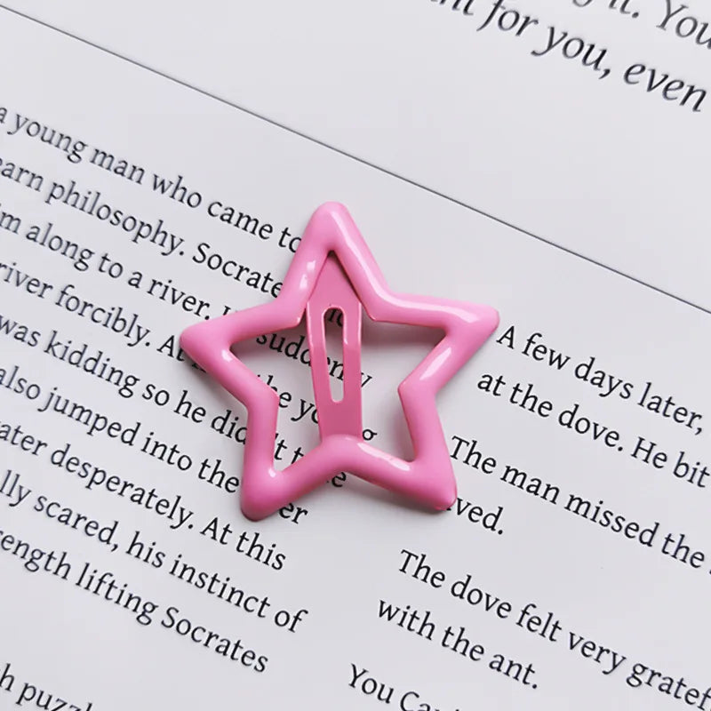 10pcs Colorful Star BB Hair Clips Girls Y2K Cute Star Barrettes Women Simple Metal Snap detail view