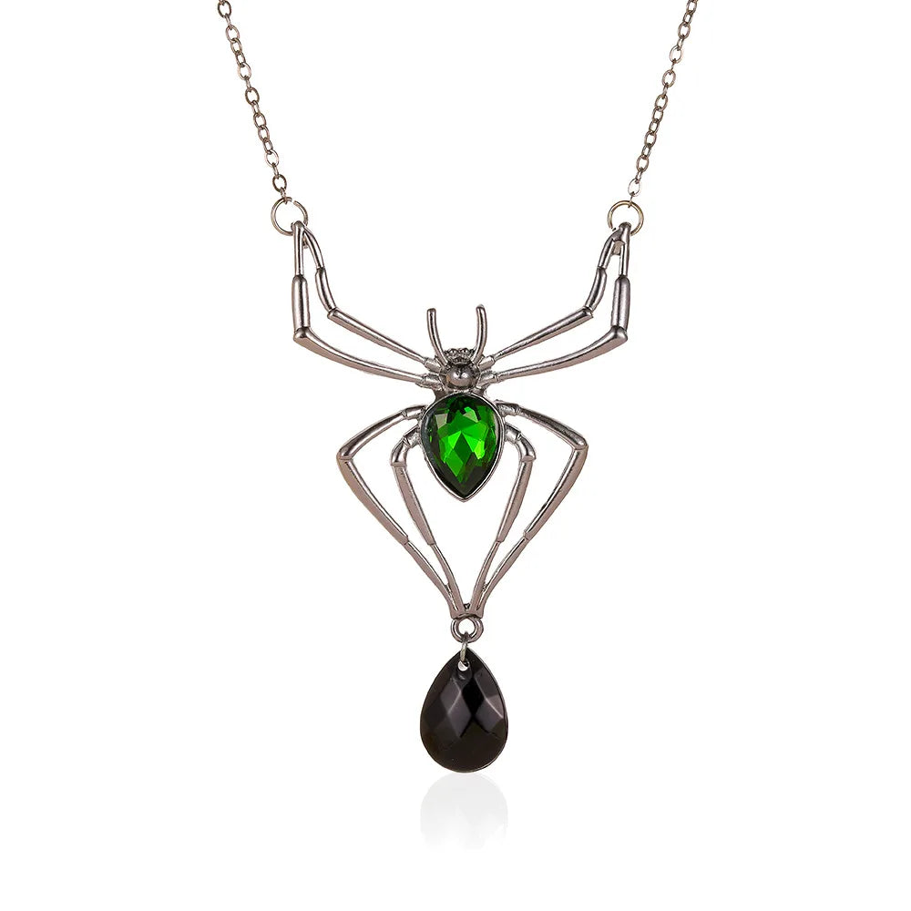 Gothic Crystal Spider Necklace For Women Girl Punk Accessories Halloween Jewelry Vintage Goth Choker Collar insect Necklaces