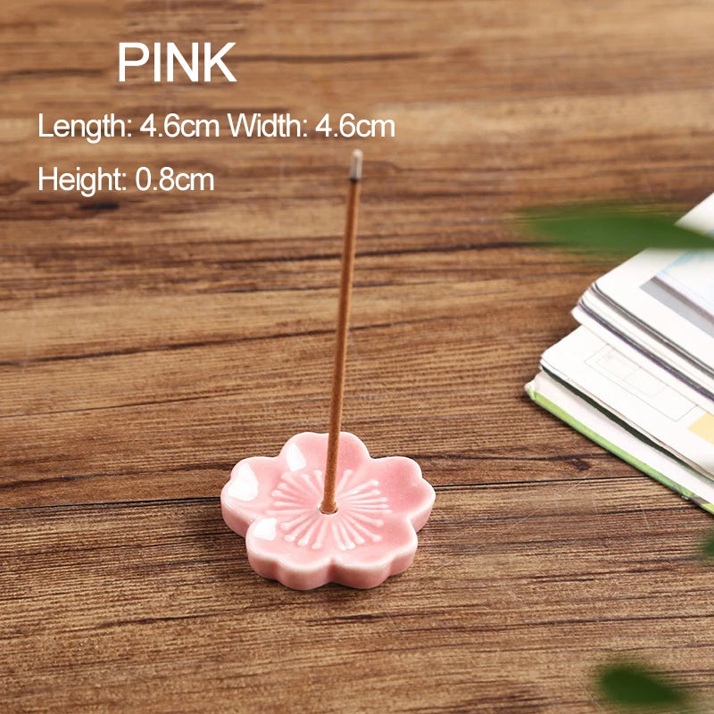 Ceramic Cherry Blossom Incense Holder | Aromatherapy Burner for Home & Office close-up view