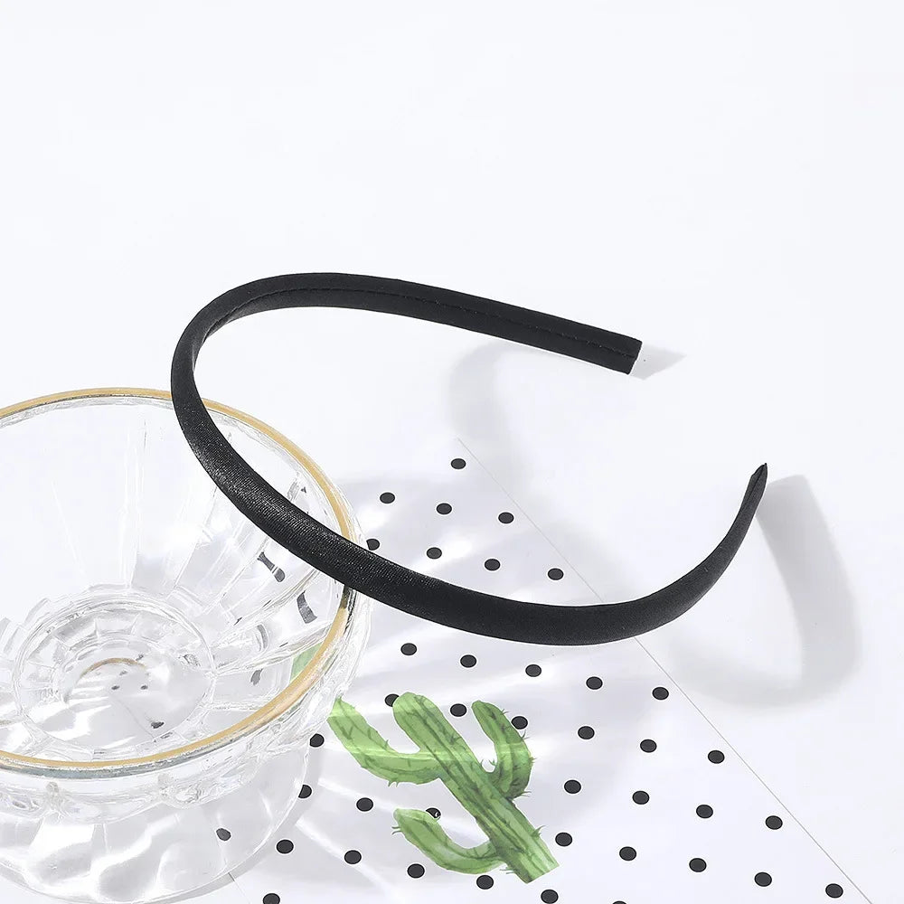 10mm Satin Headband Women Girls Fabric Covered Resin Hairbands Plastic Headbands Kids lifestyle view