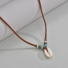 Simulation Shell Pendant Clavicle Necklaces For Women Waterproof Brown Rope Chain Sho alternate view