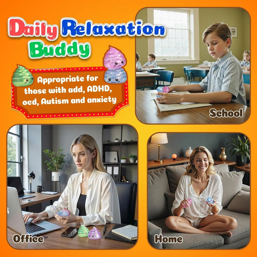 Novelty Squishy Poo Stress Ball Squishies Toys Glitter Funny Stretch Squeeze Fidget T lifestyle view