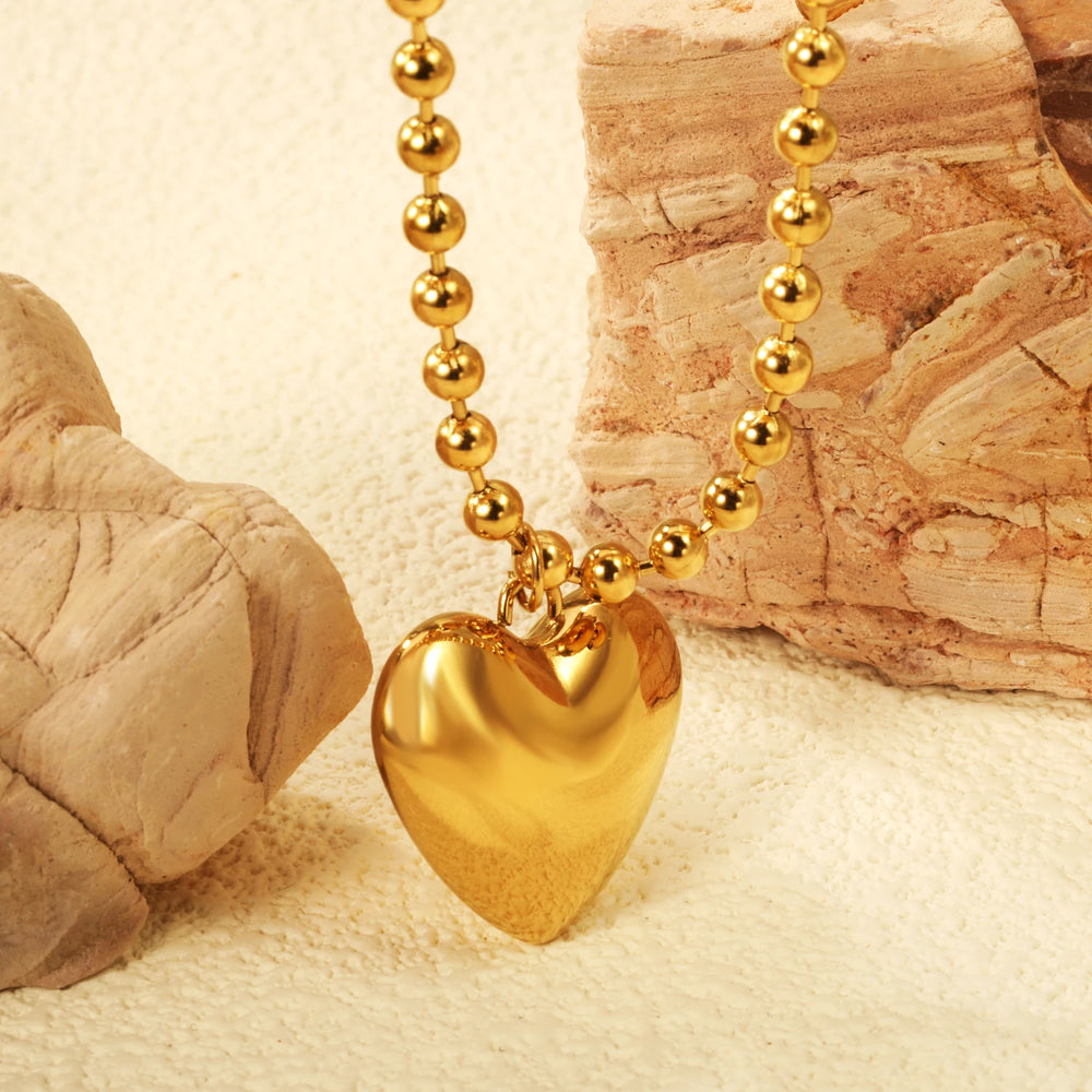ASONSTEEL Heart Pendant Necklace | Romantic Gold Stainless Steel Choker for Women lifestyle view