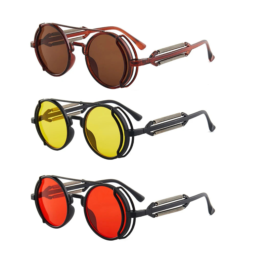 Classic Gothic Steampunk Sunglasses Brand Designer Men close-up view