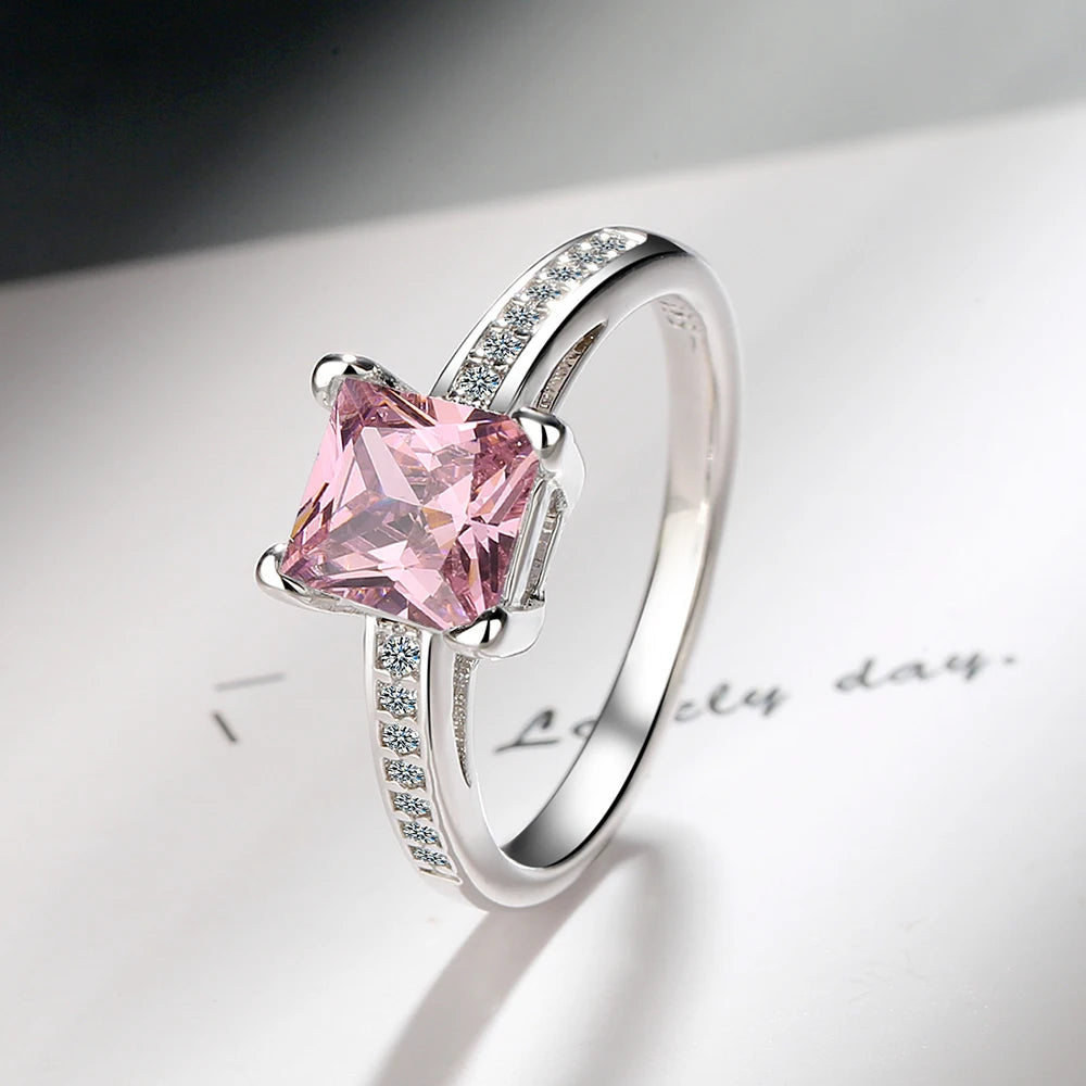 2.2ct Created Red Ruby 925 Sterling Silver Solitaire Engagement Ring for Women Cush additional angle