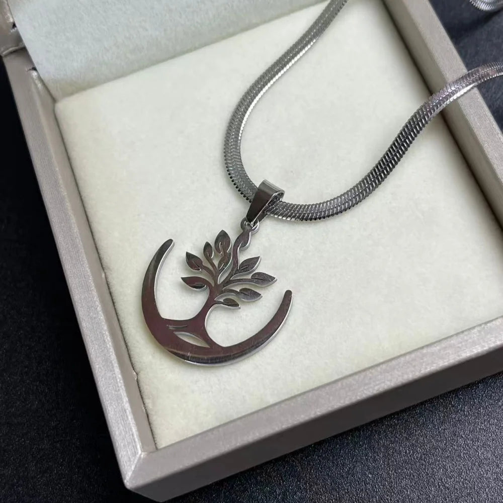 Tree of Life Pendant Necklace | Stainless Steel Family Tree Jewelry for Men and Women lifestyle view