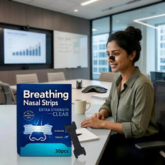 30 Pcs Upgraded Black Anti-Snore Strips | Breathable All-Night Comfort Nose Patches