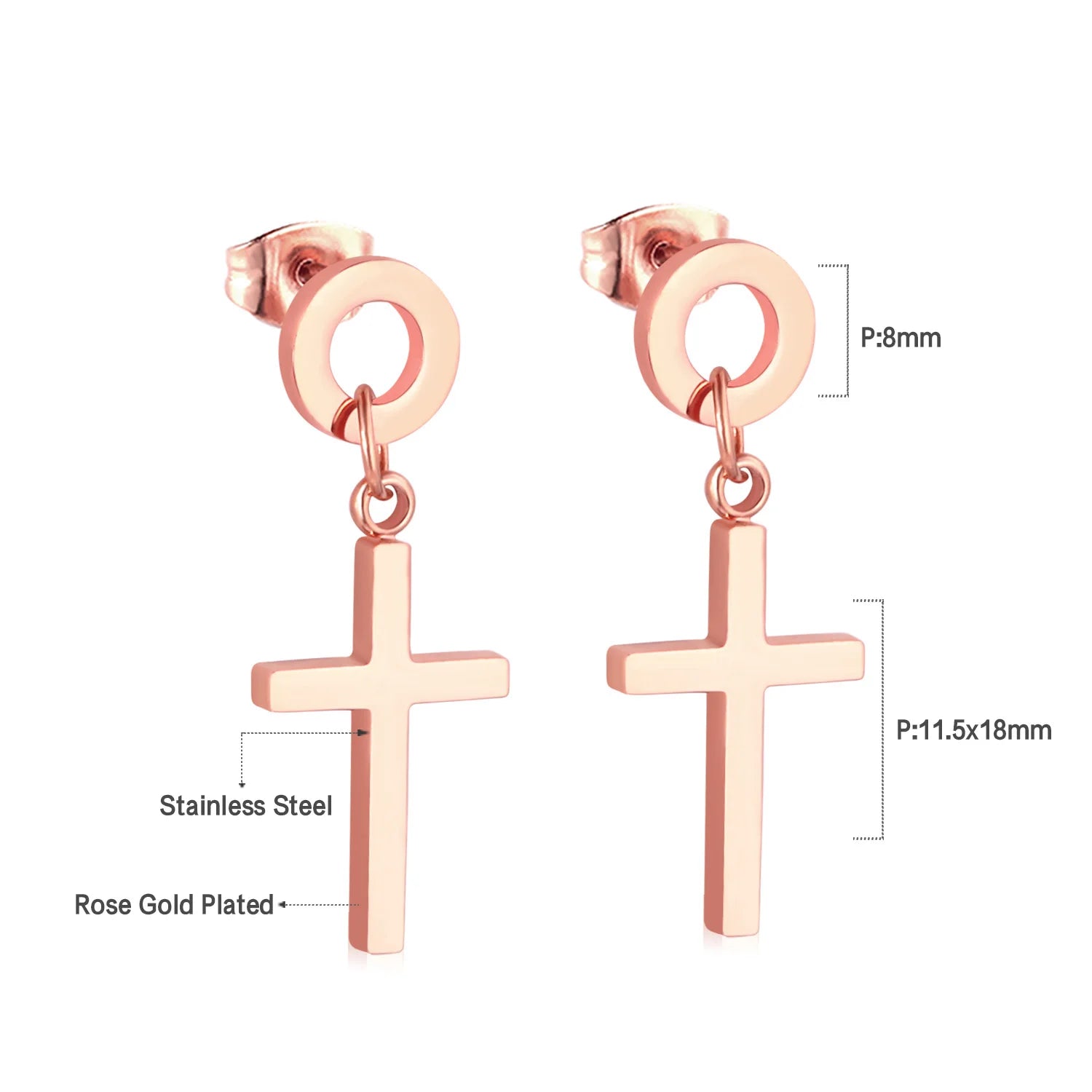 LUXUSTEEL Trendy Cross Women's Stainless Steel Hoop Earrings Colorful Metal Stud Drop Earrings Fashionable Jewelry Gift