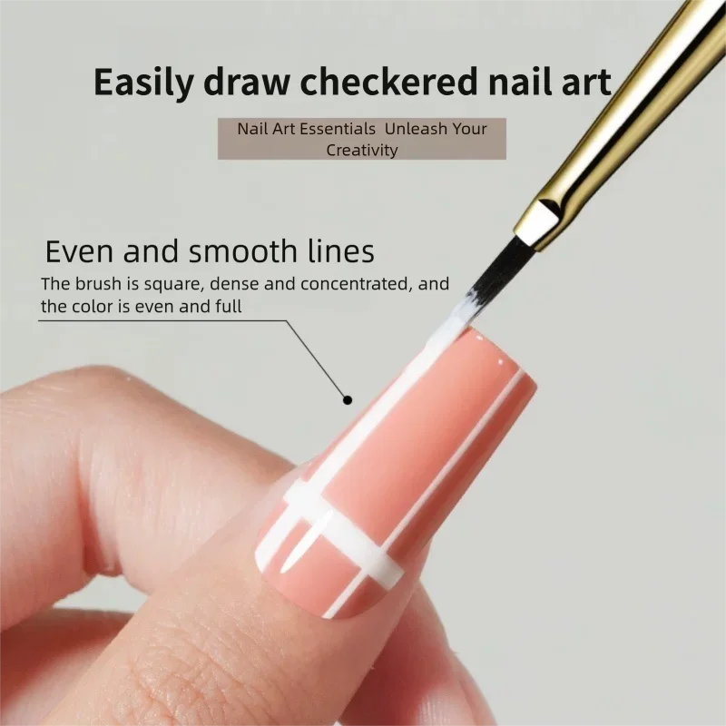 1/2/5Pcs French Plaid Nail Art Brush Set Ultra-Fine Liner Flat Brush for Grid Pattern UV detail view