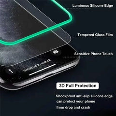 3PCS Night Light Luminous Screen Protector Used Phone for IPhone 12 11 13 14 15 16 17 Pro Max Plus Mini Case Tempered Glass Film