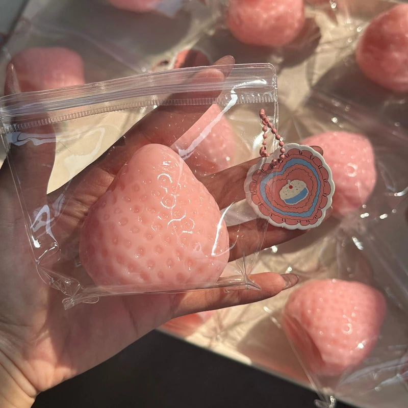Strawberry Taba Squishy Toy | Slow Rebound Stress Relief Fidget for Kids and Adults additional angle