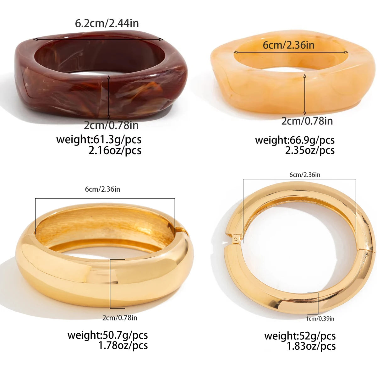 IngeSight.Z Vintage Irregular Resin Wide Bangle Bracelet Women Punk Geometric Wide Me lifestyle view