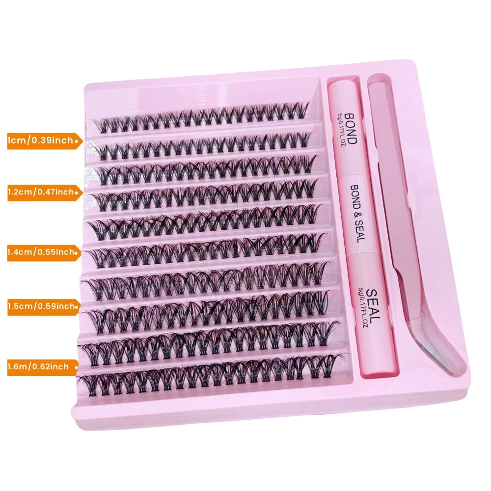 200-Piece Single Cluster False Eyelash Set | Faux Mink Fluffy Natural Lashes alternate view
