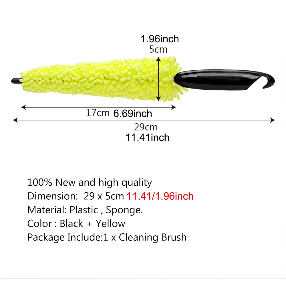 29cm Sponge Brush Motorcycle Wheel Rims Washer Car Hubcaps Wash Auto Cleaning Tool With Handle Bicycle Dirt Pit Bike Accessories