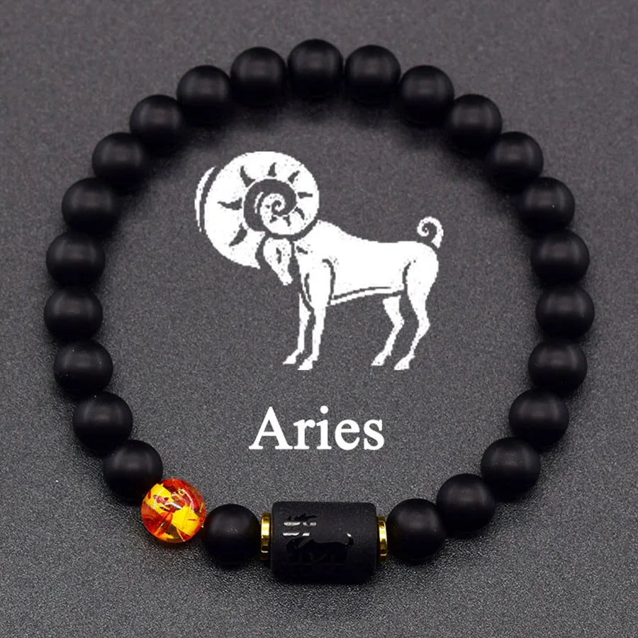 12 Zodiac Sign Bracelet Homme Constellation Bangle Natural Yellow Tiger Eye Stone Hem lifestyle view