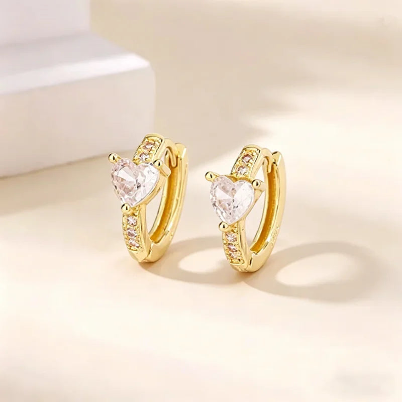 Luxury Golden Heart Earrings Small Exquisite Elegant Clip-On Earrings For Women Tragus close-up view