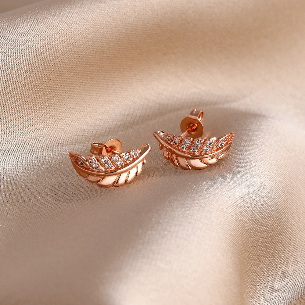 2026 New Fashion Hoop Earrings Set for Women | Ginkgo Leaf Enamel Flower Stud, Cute Crow detail view