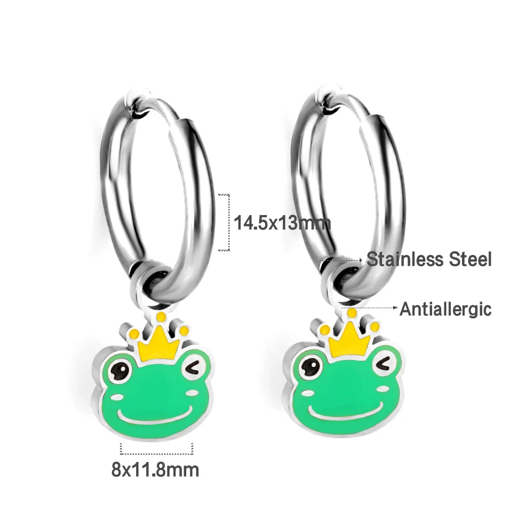 LUXUSTEEL Golden Animal style Women's Hoop Earrings Stainless Steel Earring Panda Din alternate view